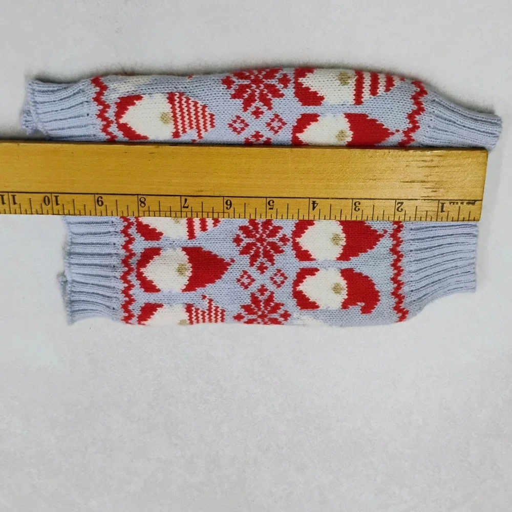 Light Blue Red Gnome Snowflake Dog Pet Sweater‎ Knit Holiday Christmas